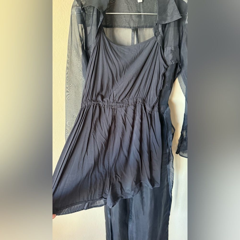 Anthropologie Sheer Utility Black Jumpsuit size 2 - Picture 13 of 14